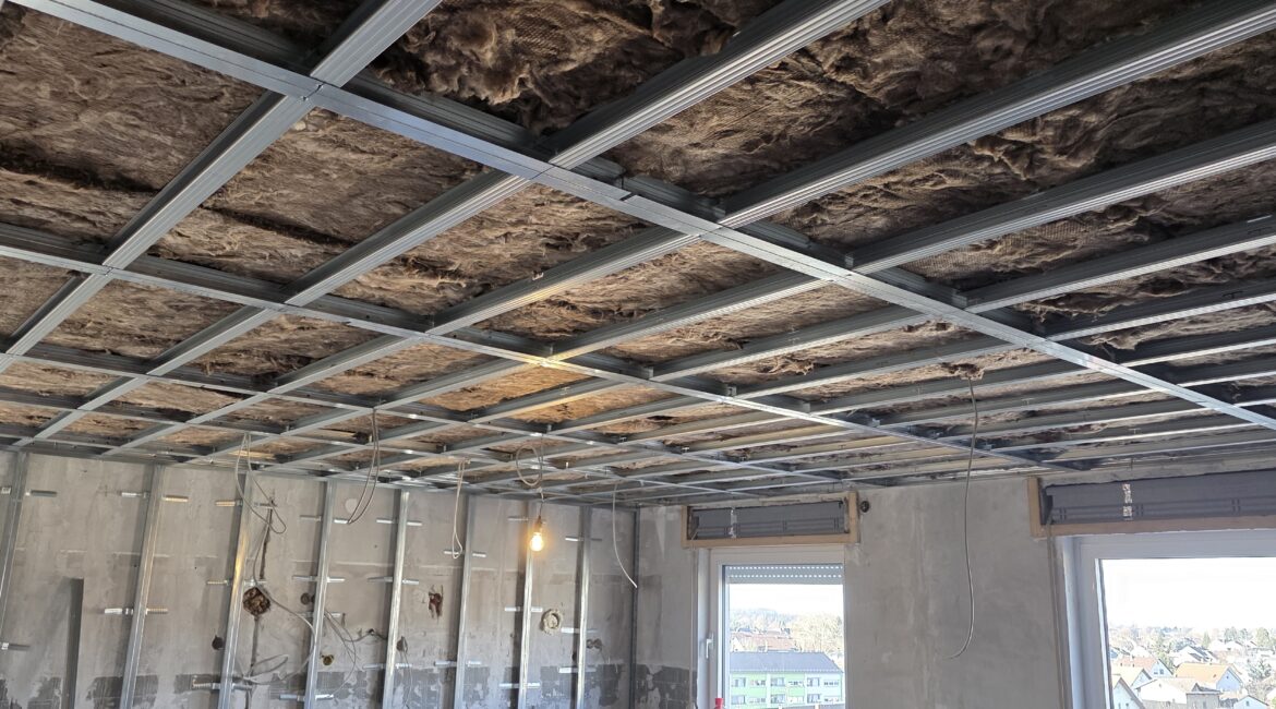 Gipskartondecke-Unterkonstruktion-Trockenbau